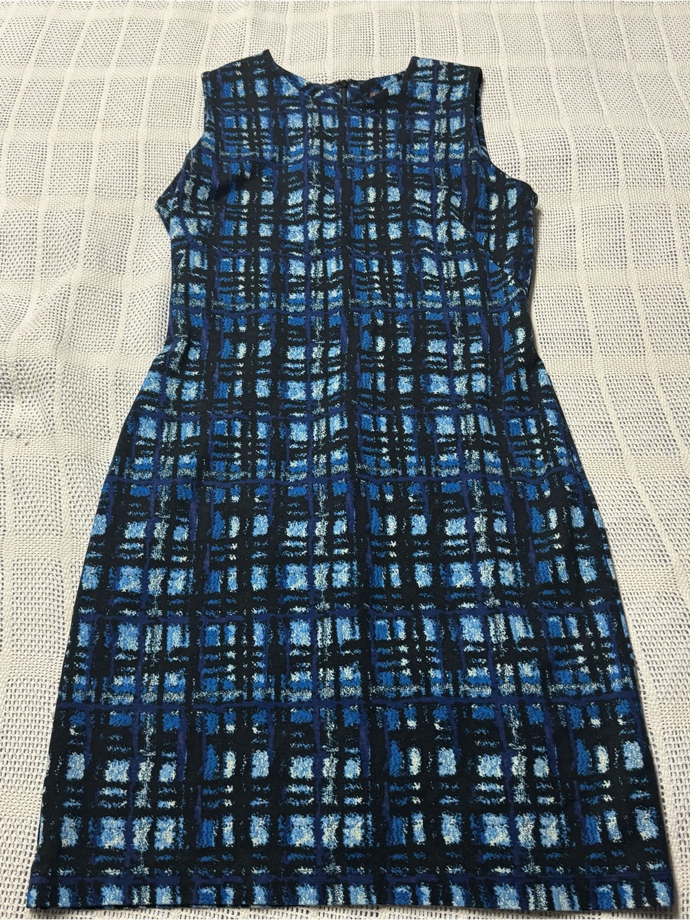 J McLaughlin Sleeveless Blue Plaid Shift Dress